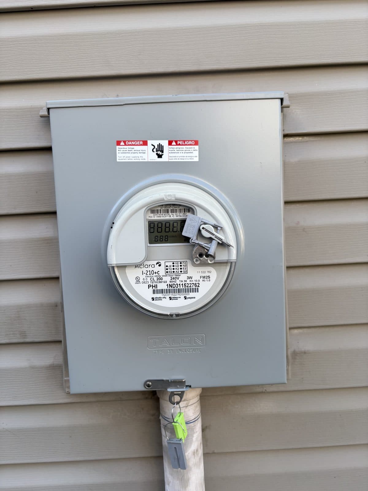 The meter on the outside of an Atco house, on a Stagg Electric panel job